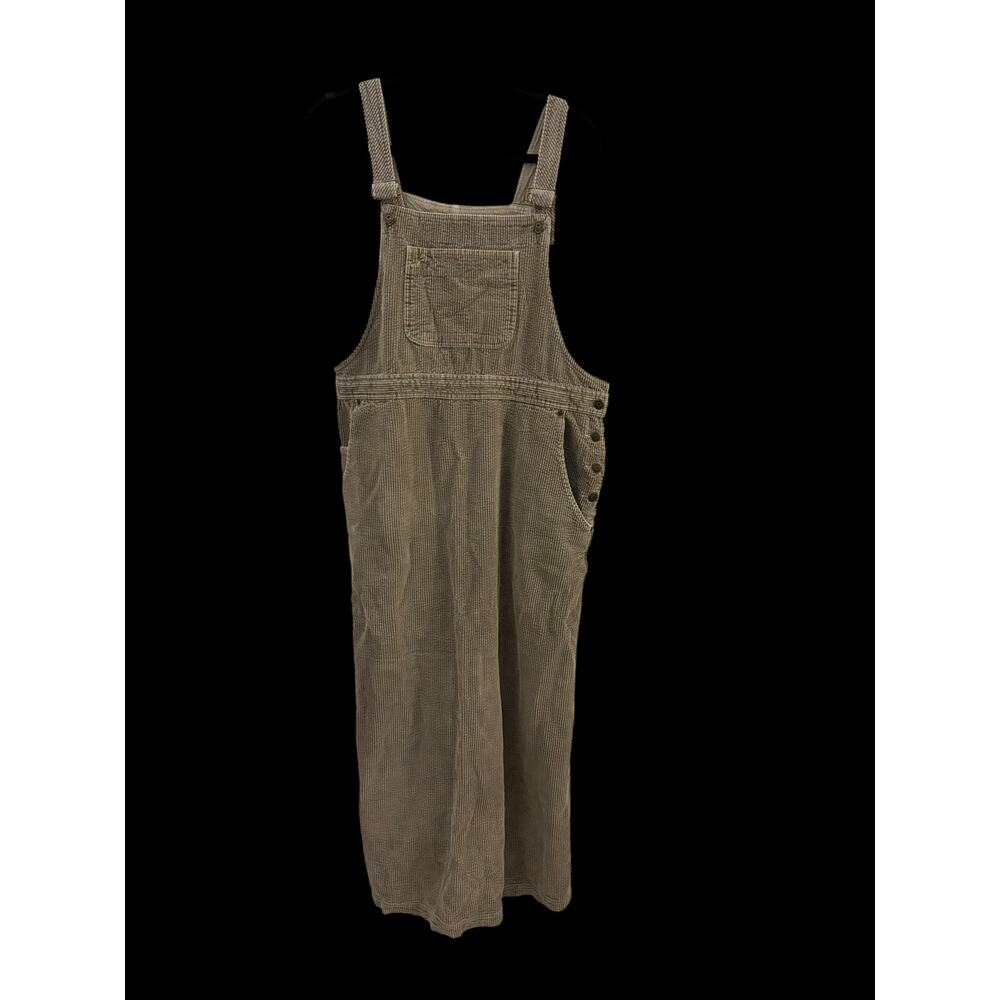 Eddie Bauer Corduroy Bib Dress 100% Cotton L Side Pockets Minimalist Simple - Picture 9 of 9